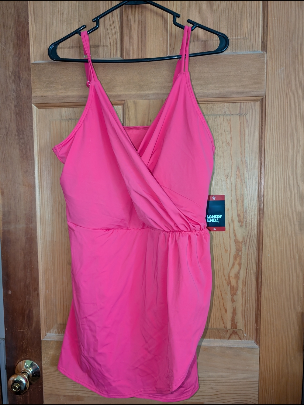 NWT Lands' End Hot Pink One-Piece Wrap Swim Dress